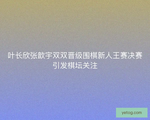 叶长欣张歆宇双双晋级围棋新人王赛决赛引发棋坛关注