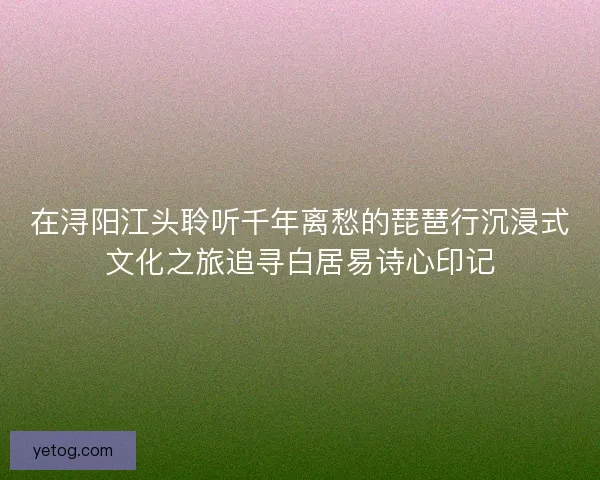 在浔阳江头聆听千年离愁的琵琶行沉浸式文化之旅追寻白居易诗心印记
